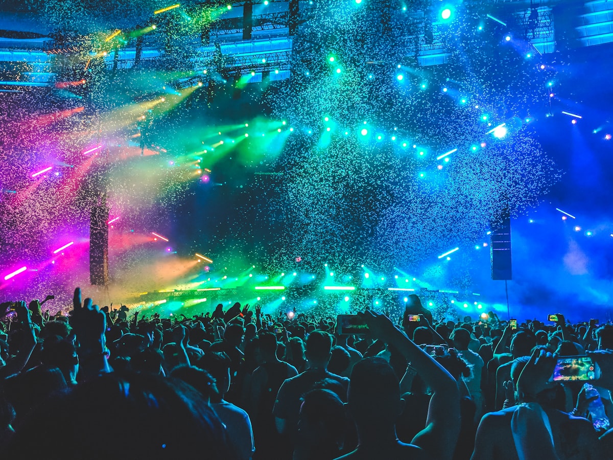 Arena concert production lights