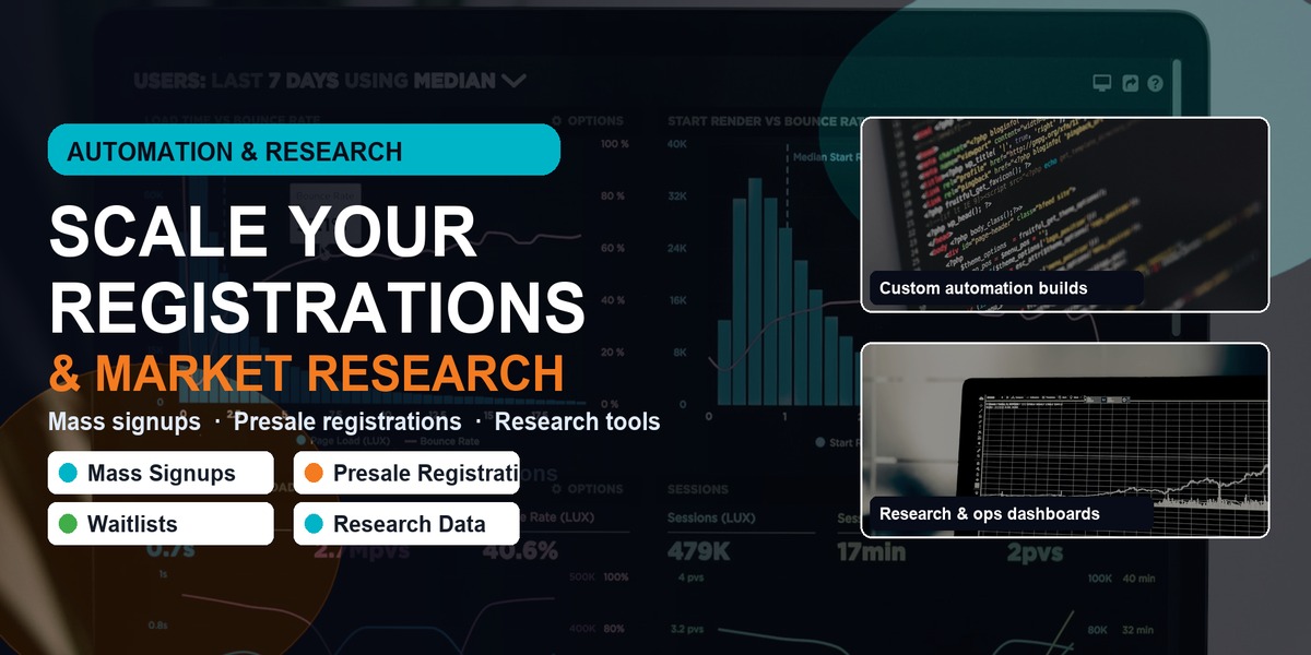 Registration automation and market research tools for ticket brokers