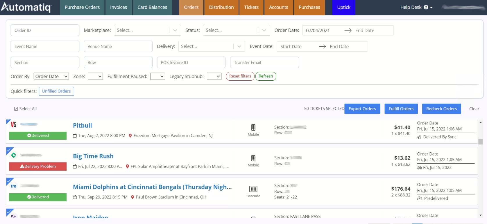SeatGeek automation